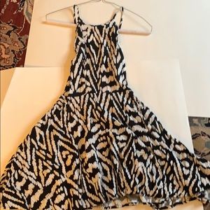 Fit and flare black and white dress